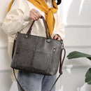 Bolsa Feminina Retrô de Couro com Dois Bolsos e Zíper – Bolsa de Ombro e Transversal para Trabalho, Negócios e Uso Diário