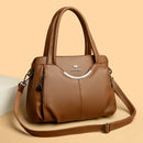 Bolsa Feminina de Couro Macio com Múltiplos Bolsos – Bolsa de Ombro Grande Capacidade Elegante e Sofisticada para Uso Diário