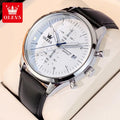 Relógio Masculino OLEVS 2880 Original em Couro – Quartz Premium com Calendário, Resistente à Água e Design Executivo