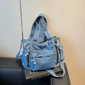 Bolsa Tote Jeans Feminina Grande Capacidade – Estilo Casual para Faculdade, Trabalho e Dia a Dia