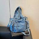 Bolsa Tote Jeans Feminina Grande Capacidade – Estilo Casual para Faculdade, Trabalho e Dia a Dia