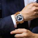 Relógio Masculino POEDAGAR® 921 Militar Premium – Cronógrafo, Data, Pulseira em Couro e Resistência à Água