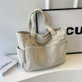 Bolsa Feminina de Veludo Cotelê Grande Capacidade – Bolsa de Ombro Casual com Zíper para Uso Diário