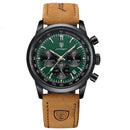 Relógio Masculino POEDAGAR® 921 Militar Premium – Cronógrafo, Data, Pulseira em Couro e Resistência à Água