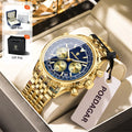 Relógio Masculino POEDAGAR® Luxury Chronograph 960 em Aço Inoxidável – Calendário, Ponteiros Luminosos e Resistência à Água