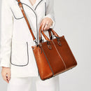 Bolsa Feminina em Couro Legitimo com Alça de Ombro e Transversal – Grande Capacidade Elegante para Trabalho e Uso Diário