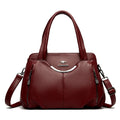 Bolsa Feminina de Couro Macio com Múltiplos Bolsos – Bolsa de Ombro Grande Capacidade Elegante e Sofisticada para Uso Diário