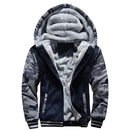 Jaqueta Masculina Camuflada com Capuz e Forro Fleece – Casaco de Inverno Grosso e Quente