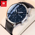 Relógio Masculino OLEVS 2880 Original em Couro – Quartz Premium com Calendário, Resistente à Água e Design Executivo
