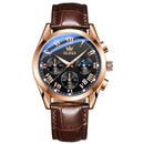 Relógio Masculino OLEVS® 2871 Moon Phase Premium – Couro Genuíno, Calendário Automático e Design Luxuoso