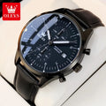 Relógio Masculino OLEVS 2880 Original em Couro – Quartz Premium com Calendário, Resistente à Água e Design Executivo