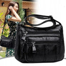 Bolsa Feminina de Couro Sintético Multicamadas – Bolsa de Ombro e Transversal com Grande Capacidade para Uso Diário