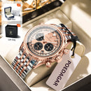 Relógio Masculino POEDAGAR® Luxury Chronograph 960 em Aço Inoxidável – Calendário, Ponteiros Luminosos e Resistência à Água