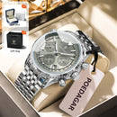 Relógio Masculino POEDAGAR® Luxury Chronograph 960 em Aço Inoxidável – Calendário, Ponteiros Luminosos e Resistência à Água