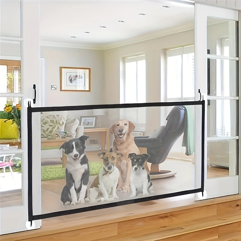 Barreira de Proteção Dobrável para Cães e Pets – Portão Telado de Segurança para Escadas e Ambientes Internos