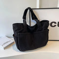 Bolsa Feminina de Veludo Cotelê Grande Capacidade – Bolsa de Ombro Casual com Zíper para Uso Diário
