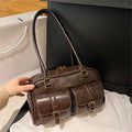 Bolsa Feminina Marrom com Múltiplos Bolsos Grande Capacidade – Bolsa Transversal e de Ombro para Trabalho e Uso Diário