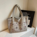 Bolsa Tote Feminina em Canvas Grande Capacidade – Bolsa Coreana Casual com Estampa Animal para Trabalho e Uso Diário