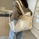 Bolsa Feminina de Veludo Cotelê Grande Capacidade – Bolsa de Ombro Casual com Zíper para Uso Diário