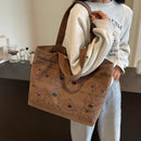 Bolsa Tote Feminina em Canvas Grande Capacidade – Bolsa Coreana Casual com Estampa Animal para Trabalho e Uso Diário