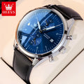 Relógio Masculino OLEVS 2880 Original em Couro – Quartz Premium com Calendário, Resistente à Água e Design Executivo