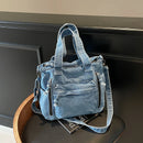 Bolsa Tote Jeans Feminina Grande Capacidade – Estilo Casual para Faculdade, Trabalho e Dia a Dia