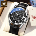 Relógio Masculino OLEVS® 2879 Quartz Premium – Couro Genuíno, Calendário, À Prova d'Água e Ponteiros Luminosos