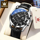 Relógio Masculino OLEVS® 2879 Quartz Premium – Couro Genuíno, Calendário, À Prova d'Água e Ponteiros Luminosos