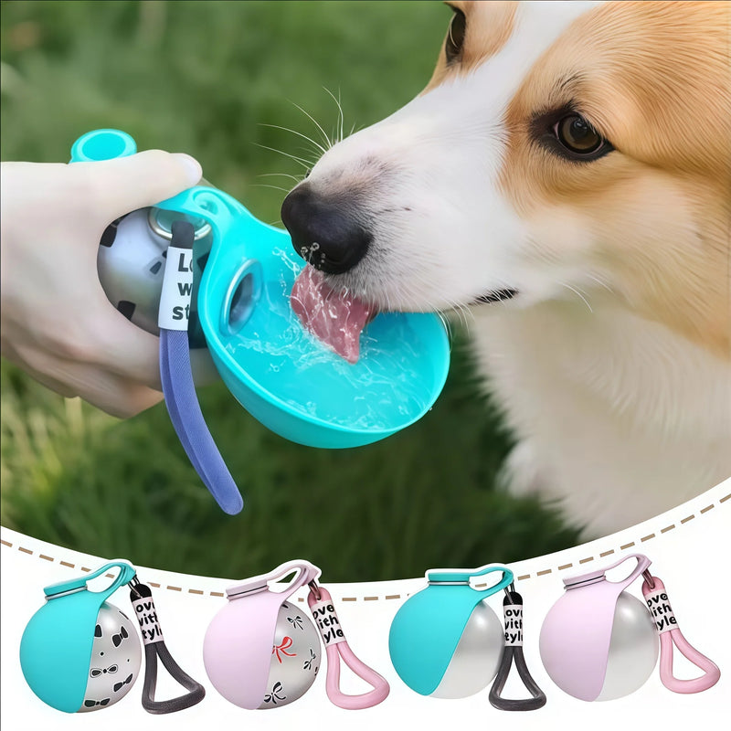 Garrafa Portátil 2 em 1 para Cachorro – Bebedouro Antivazamento em Aço Inoxidável para Passeios e Viagens