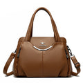 Bolsa Feminina de Couro Macio com Múltiplos Bolsos – Bolsa de Ombro Grande Capacidade Elegante e Sofisticada para Uso Diário