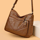 Bolsa Feminina Vintage Transversal com Múltiplos Compartimentos – Bolsa de Ombro para Trabalho, Viagens e Uso Diário