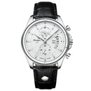 Relógio Masculino POEDAGAR 989 Luxo Cronógrafo – Pulseira de Couro, Calendário e Resistência à Água