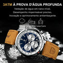 Relógio Masculino POEDAGAR® 921 Militar Premium – Cronógrafo, Data, Pulseira em Couro e Resistência à Água