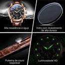 Relógio Masculino OLEVS® 2871 Moon Phase Premium – Couro Genuíno, Calendário Automático e Design Luxuoso
